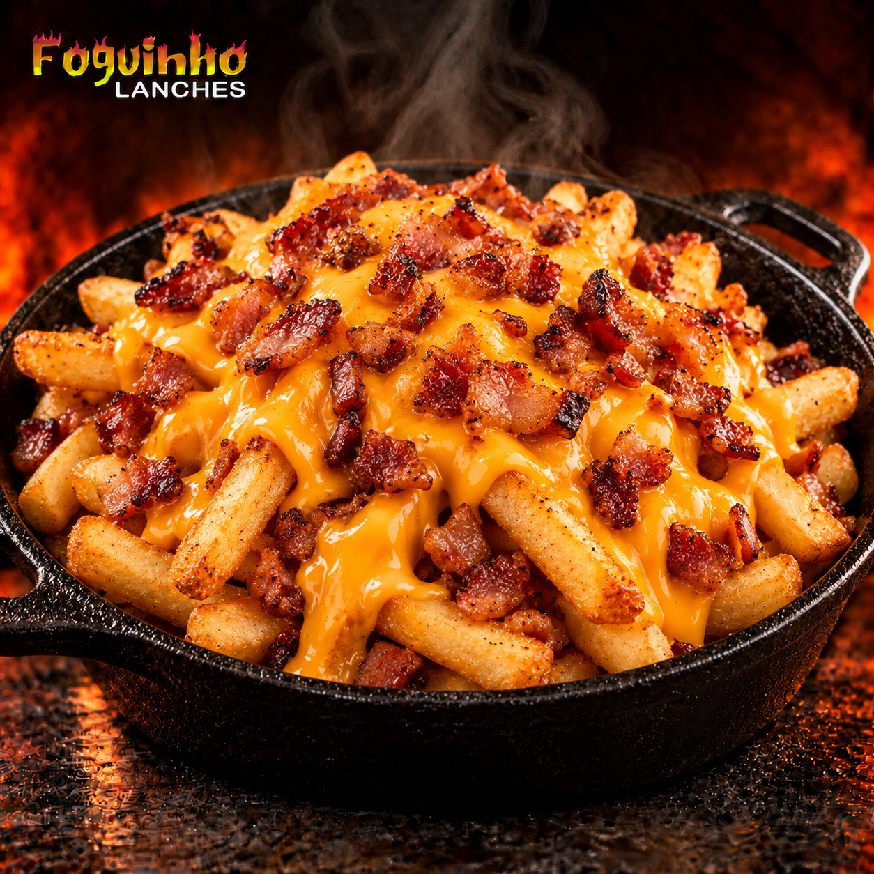 Batata Frita com Cheddar e Bacon 500g